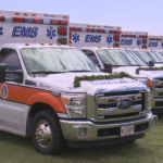 EMS staffing ambulances waiting on the parking lot